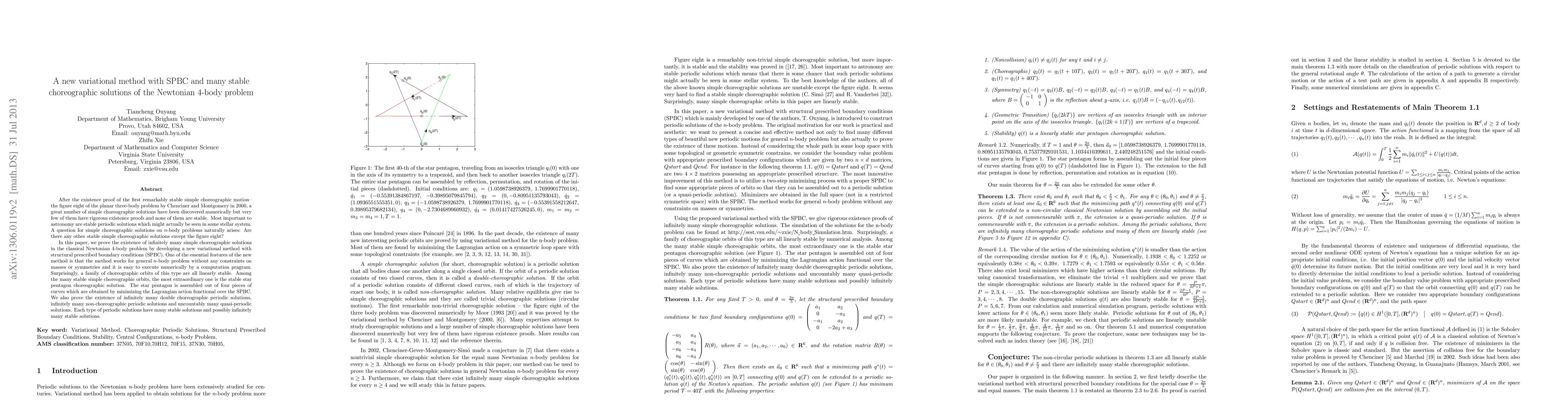 Thumbnail for A new variational method with SPBC and many stable choreographic
  solutions of the Newtonian 4-body problem