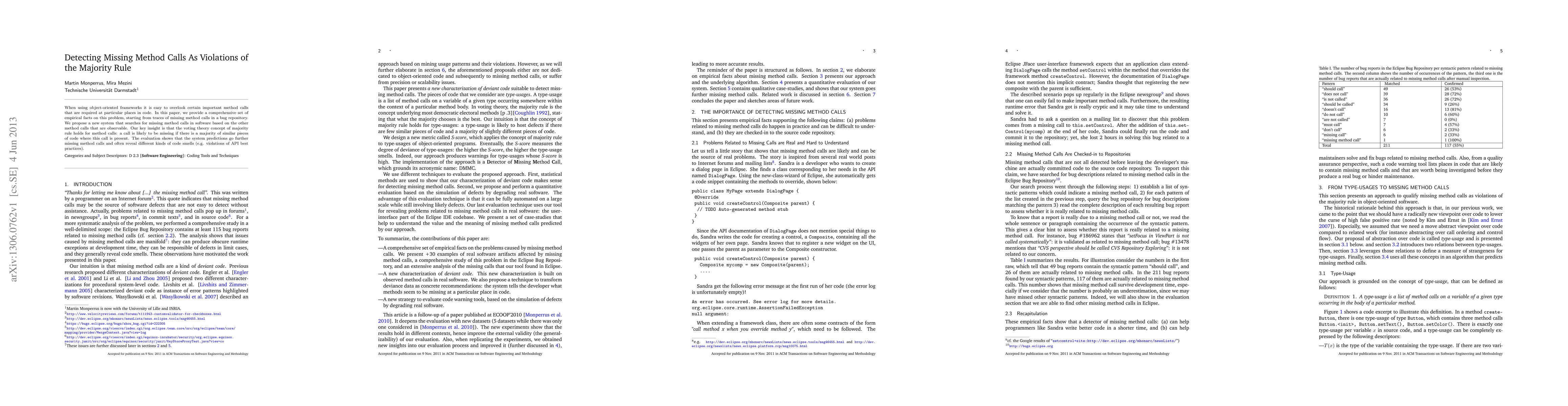Thumbnail for Detecting Missing Method Calls as Violations of the Majority Rule