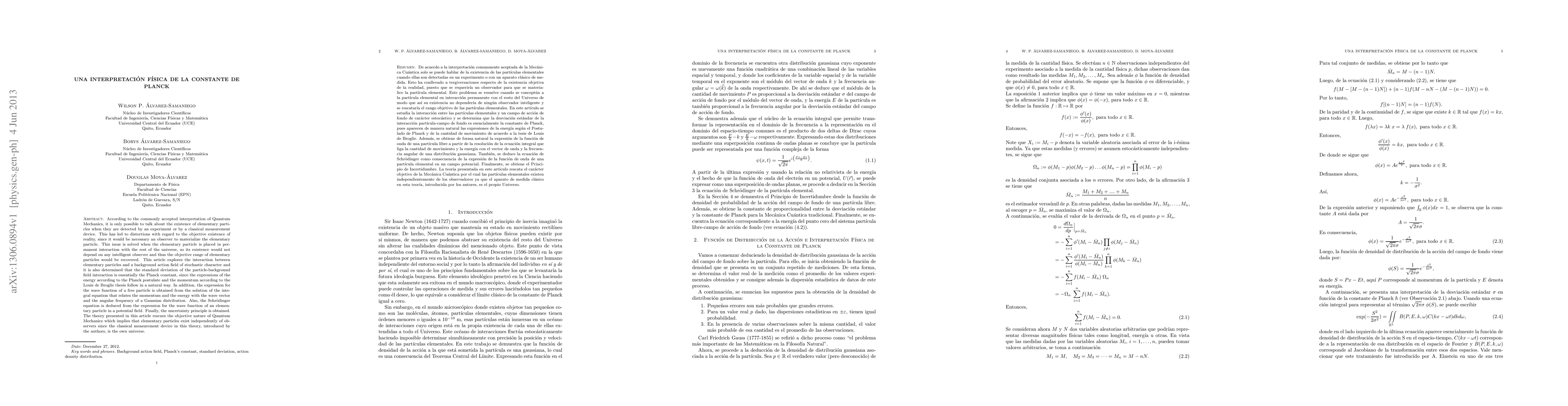 Thumbnail for Una interpretaci\'on f\'isica de la constante de Planck