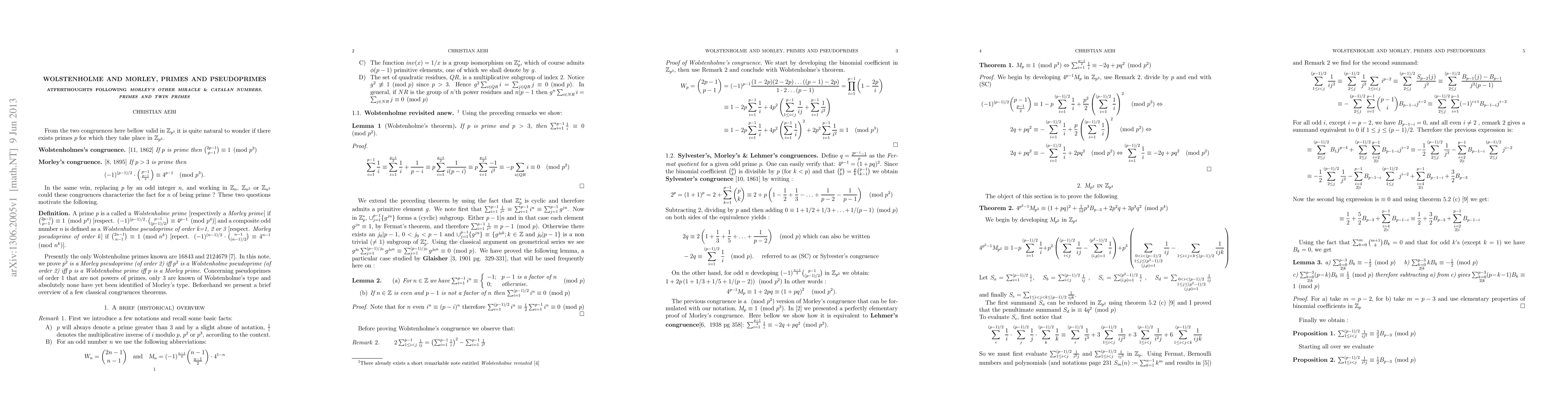 Thumbnail for Wolstenholme and Morley, Primes and Pseudoprimes