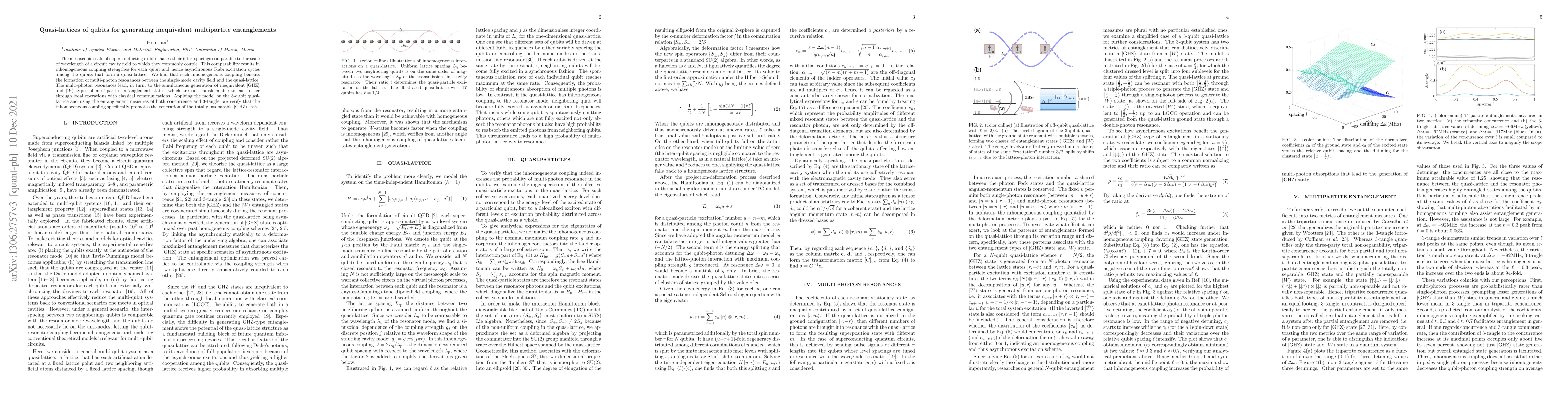 Thumbnail for Quasi-lattices of qubits for generating inequivalent multipartite
  entanglements