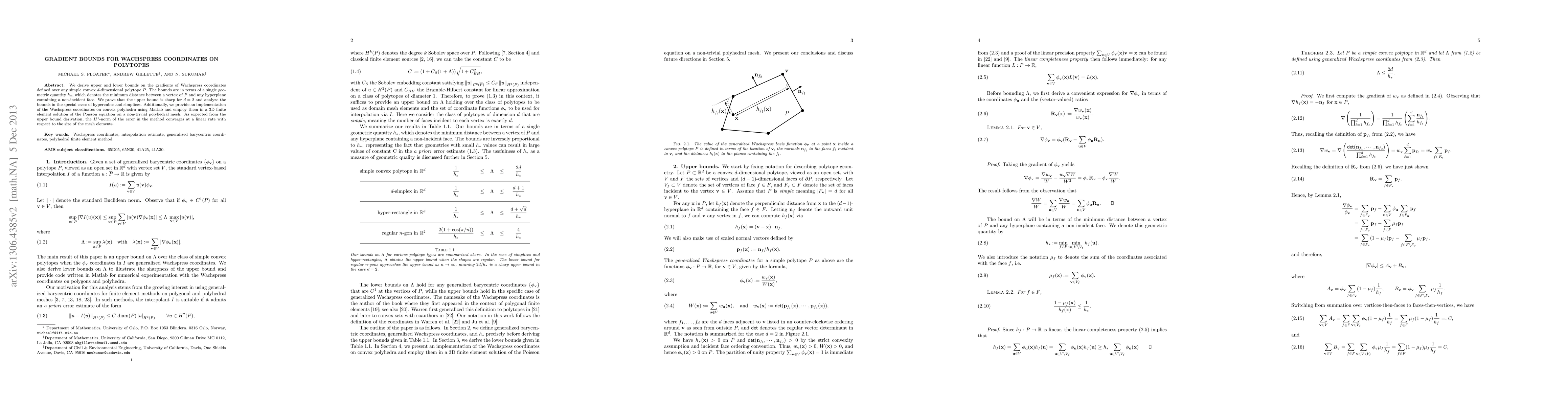 Thumbnail for Gradient bounds for Wachspress coordinates on polytopes
