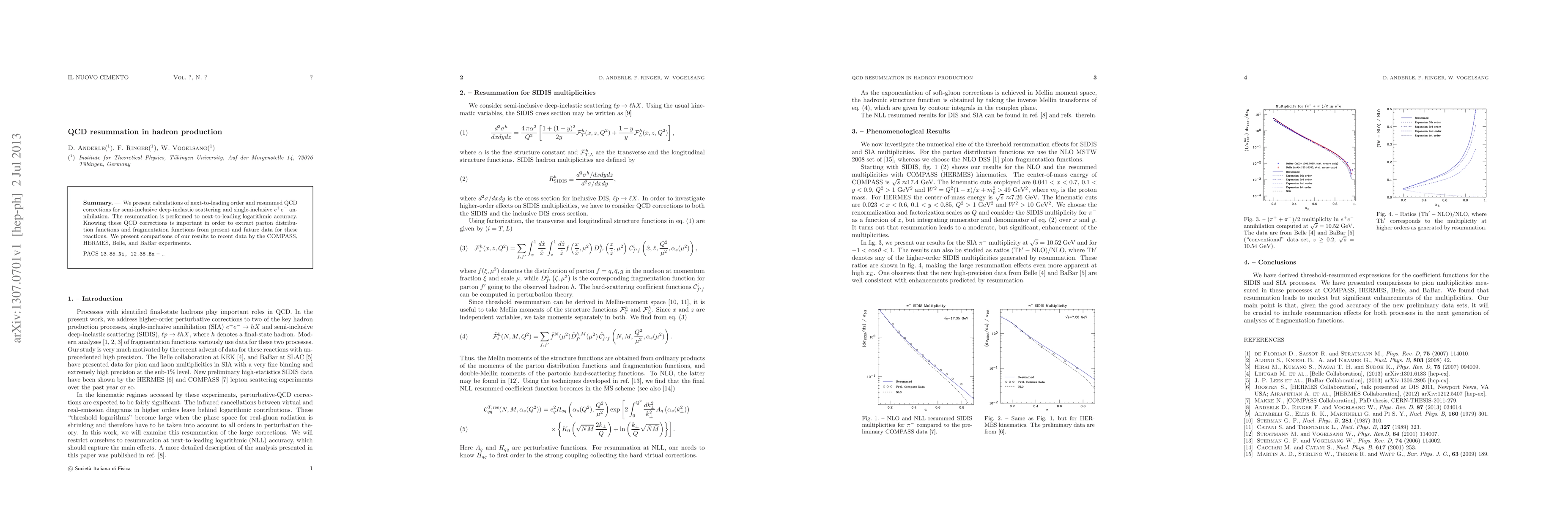 Thumbnail for QCD resummation in hadron production