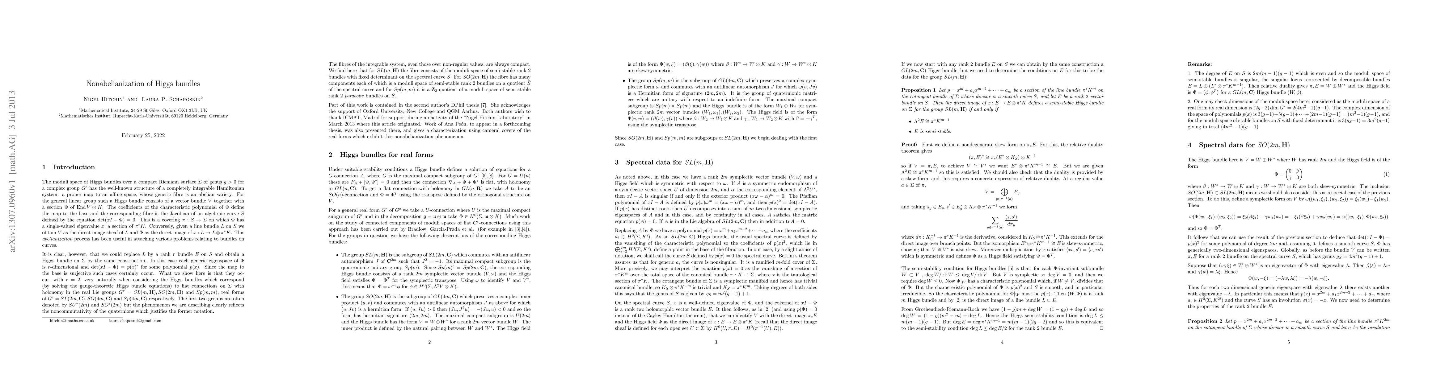 Thumbnail for Nonabelianization of Higgs bundles