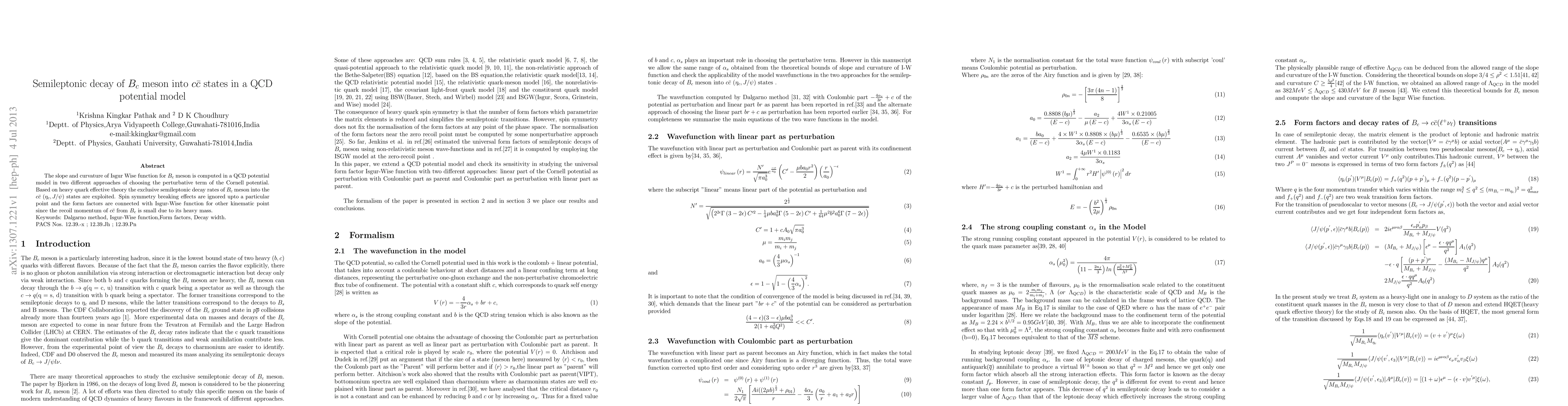 Thumbnail for Semileptonic decay of $B_c$ meson into $c\bar c$ states in a QCD
  potential model