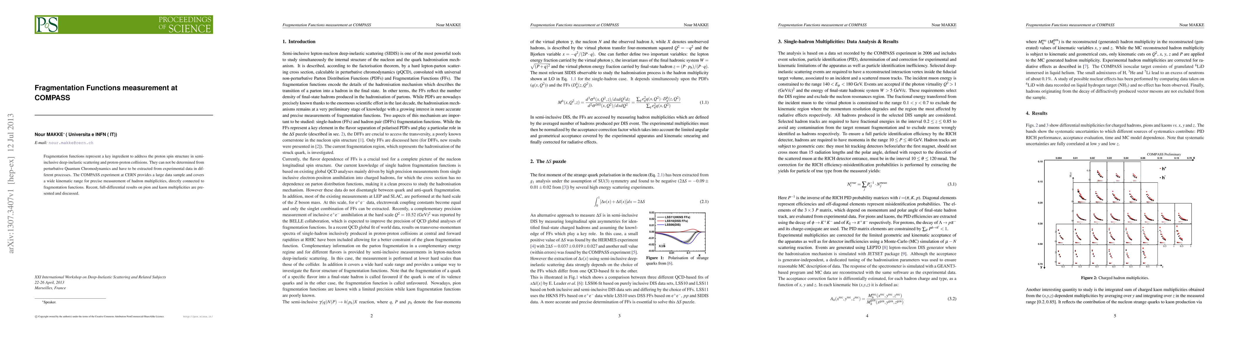 Thumbnail for Fragmentation Functions measurement at COMPASS