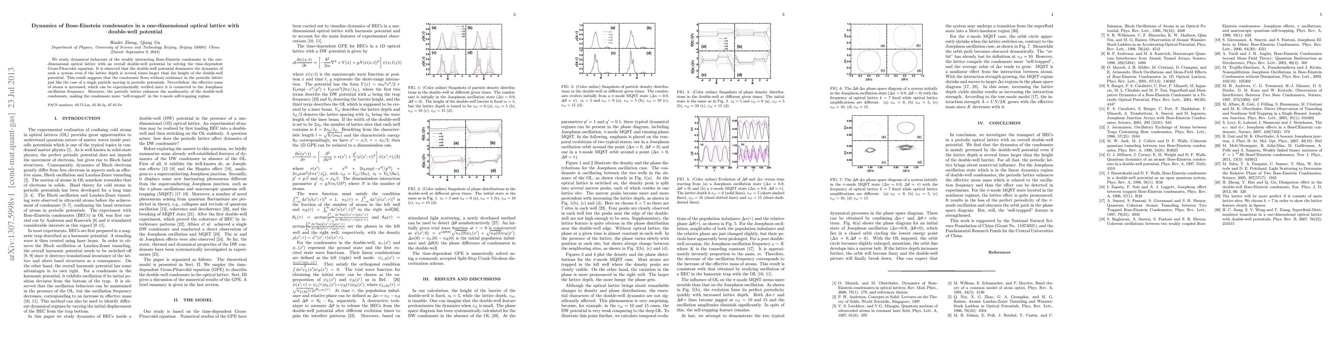 Thumbnail for Dynamics of Bose-Einstein condensates in a one-dimensional optical
  lattice with double-well potential
