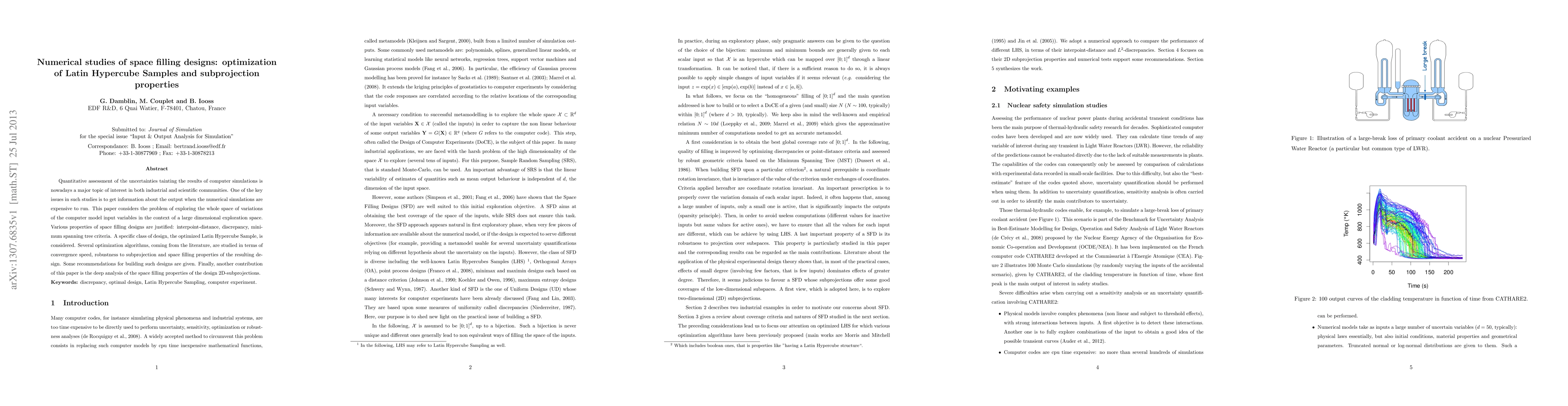Thumbnail for Numerical studies of space filling designs: optimization of Latin
  Hypercube Samples and subprojection properties