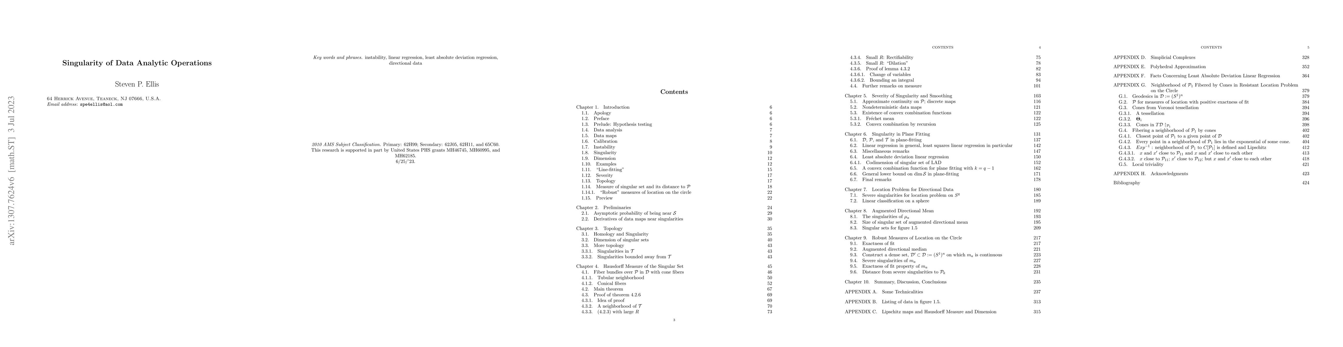 Thumbnail for Singularity of Data Analytic Operations