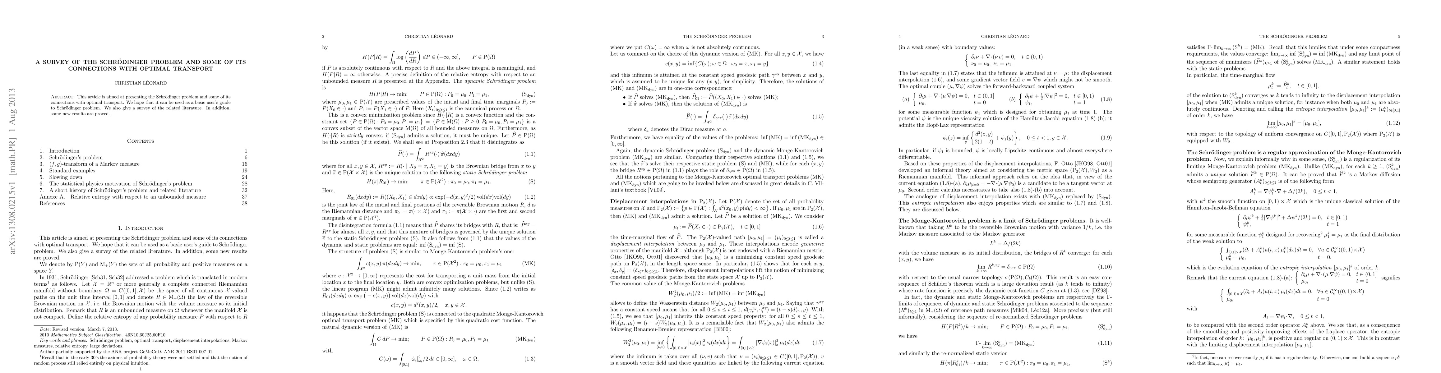 Thumbnail for A survey of the Schr\"odinger problem and some of its connections with
  optimal transport