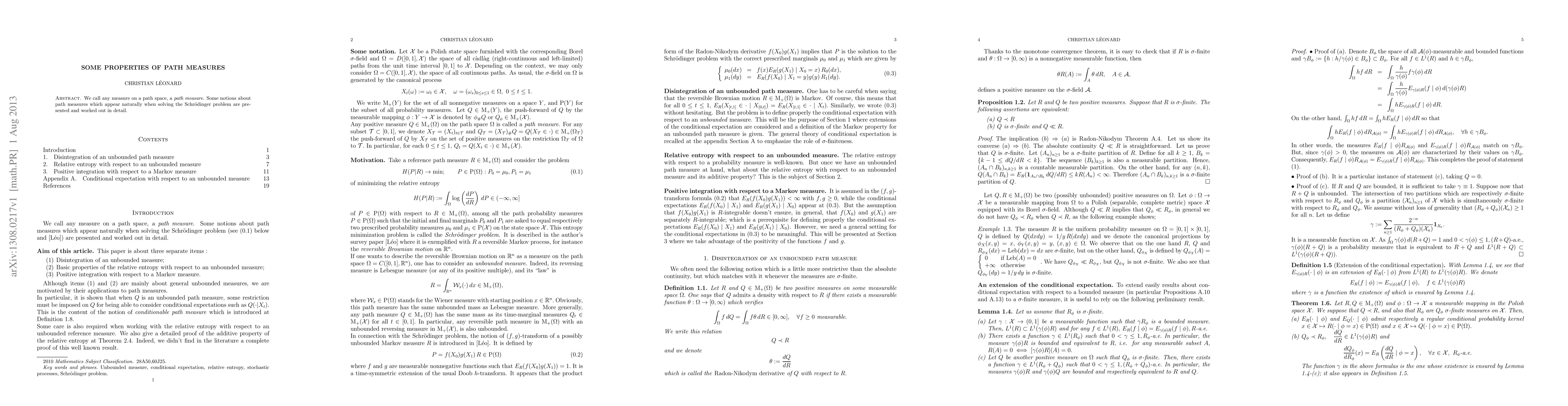 Thumbnail for Some properties of path measures