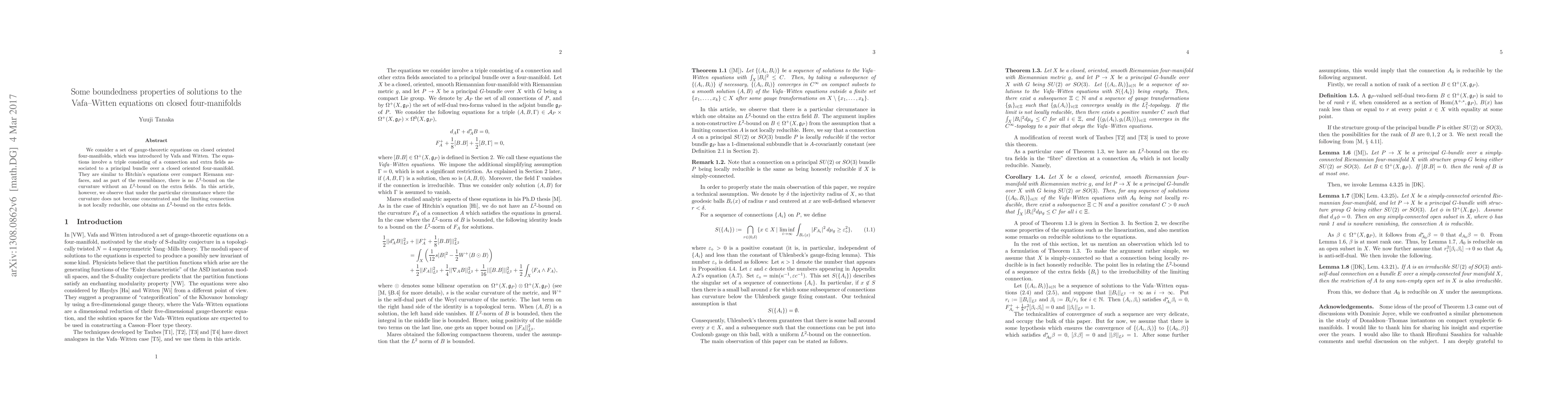 Thumbnail for Some boundedness properties of solutions to the Vafa-Witten equations on
  closed four-manifolds