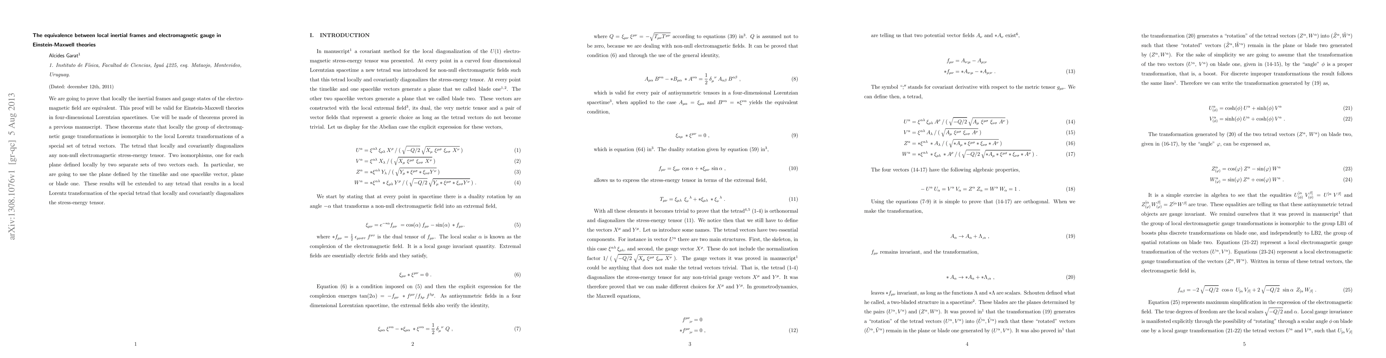 Thumbnail for The equivalence between local inertial frames and electromagnetic gauge
  in Einstein-Maxwell theories