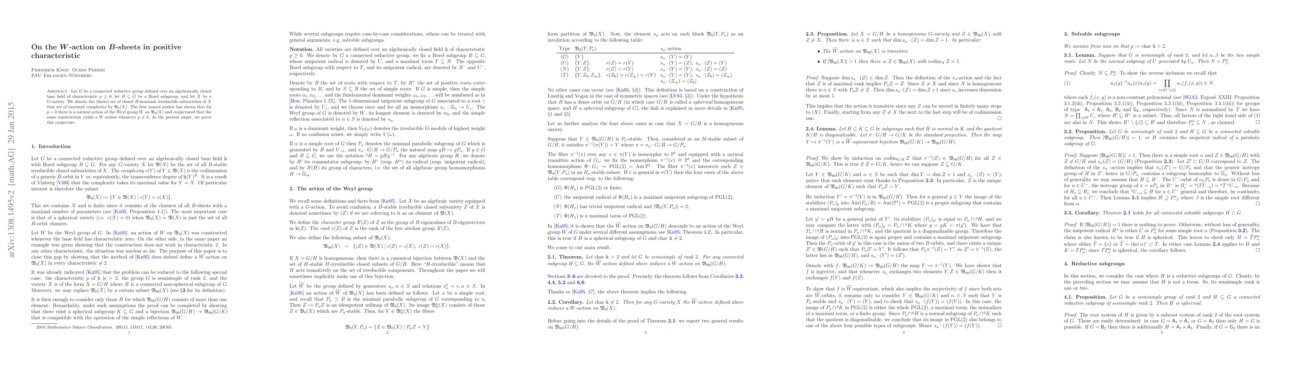 Thumbnail for On the W-action on B-sheets in positive characteristic
