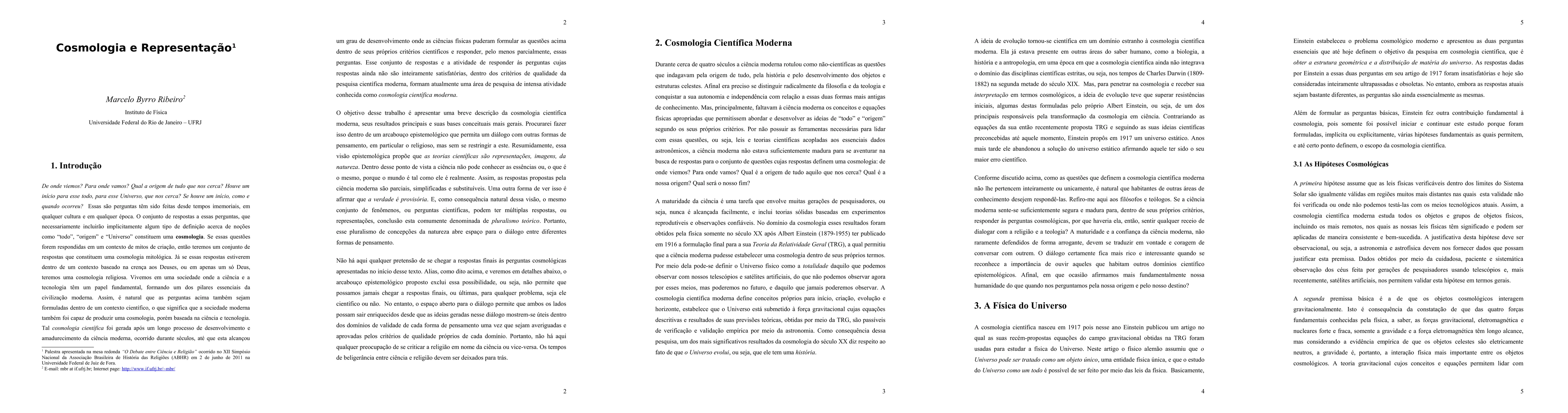 Thumbnail for Cosmologia e Representa\c{c}\~ao