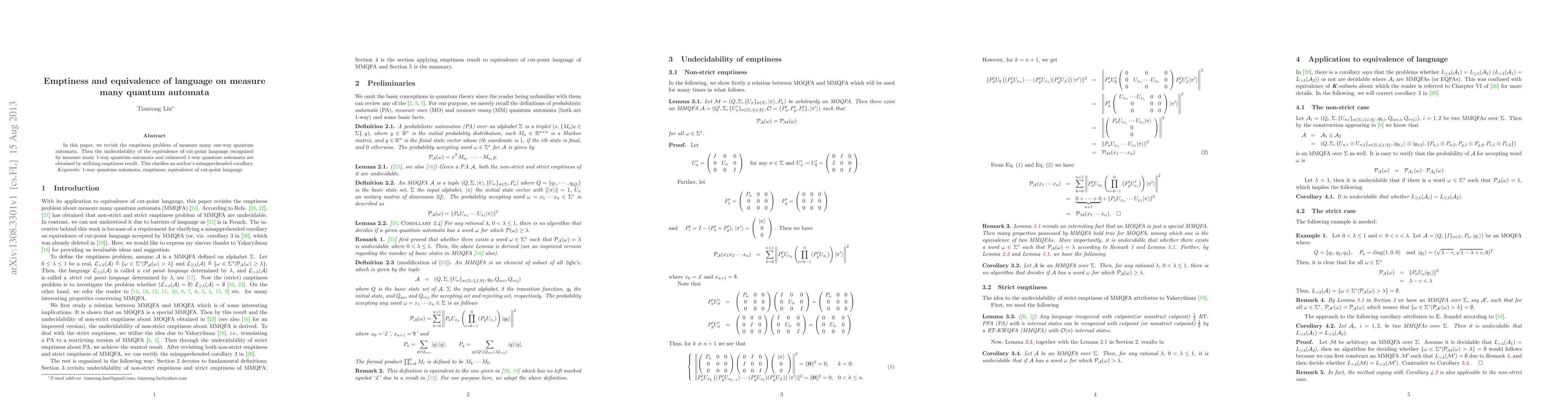 Thumbnail for Undecidability of MM-QFAs Language Equivalence Problem