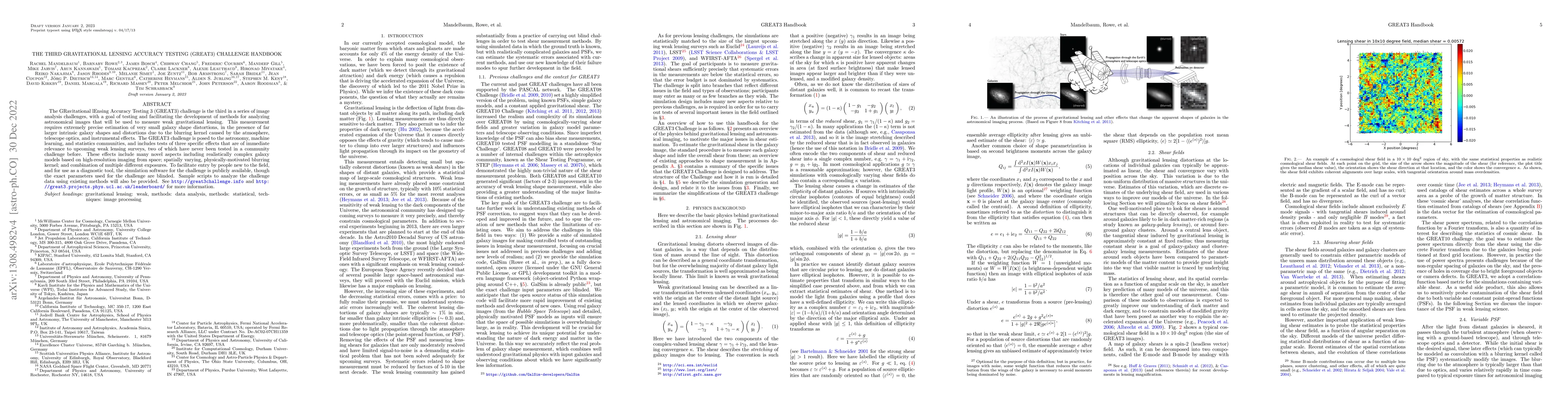 Thumbnail for The Third Gravitational Lensing Accuracy Testing (GREAT3) Challenge
  Handbook