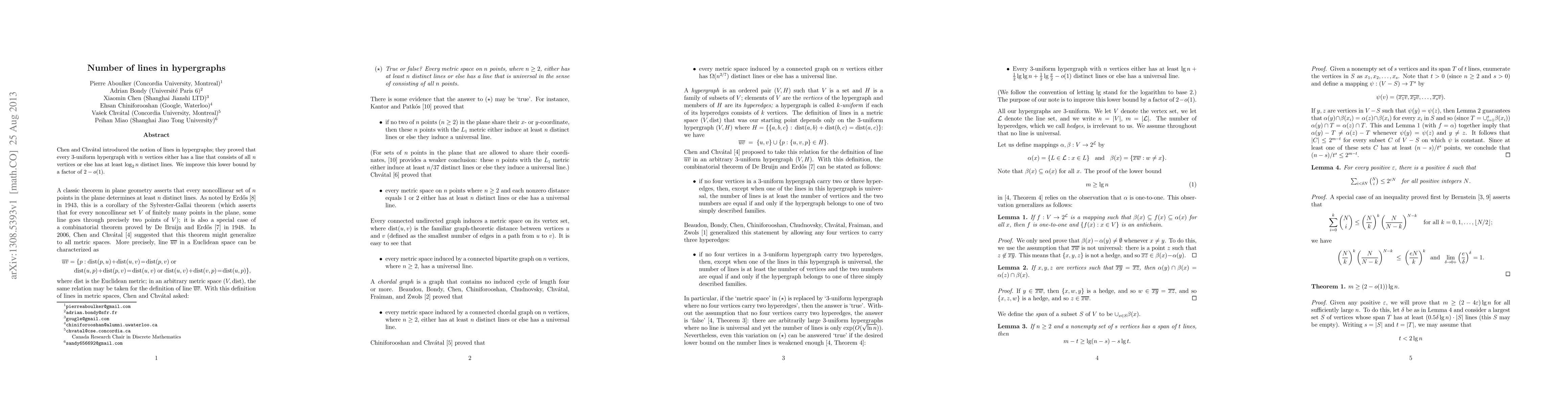 Thumbnail for Number of lines in hypergraphs