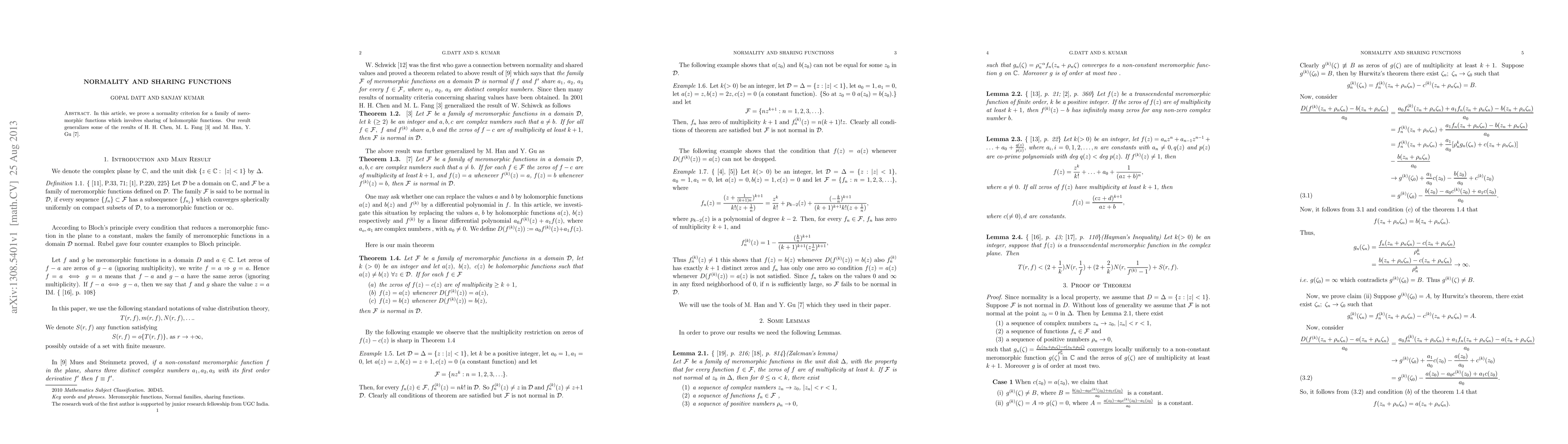 Thumbnail for Normality and Sharing Functions