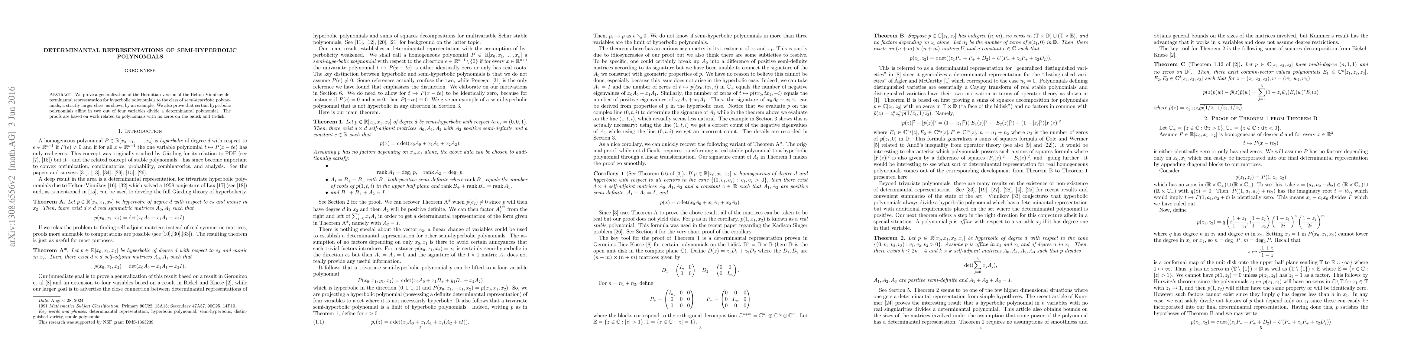 Thumbnail for Determinantal representations of semi-hyperbolic polynomials