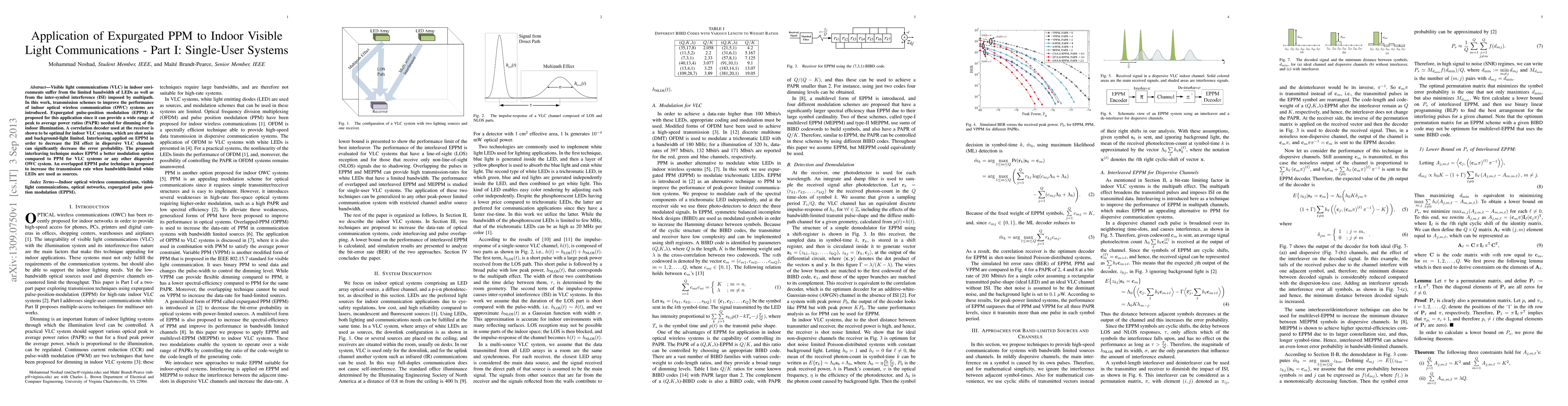 Thumbnail for Application of Expurgated PPM to Indoor Visible Light Communications -
  Part I: Single-User Systems