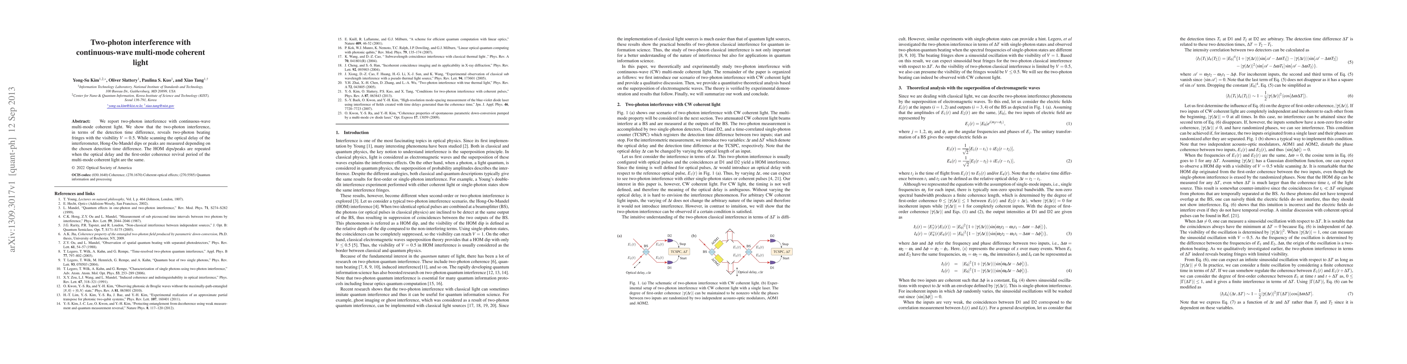 Thumbnail for Two-photon interference with continuous-wave multi-mode coherent light