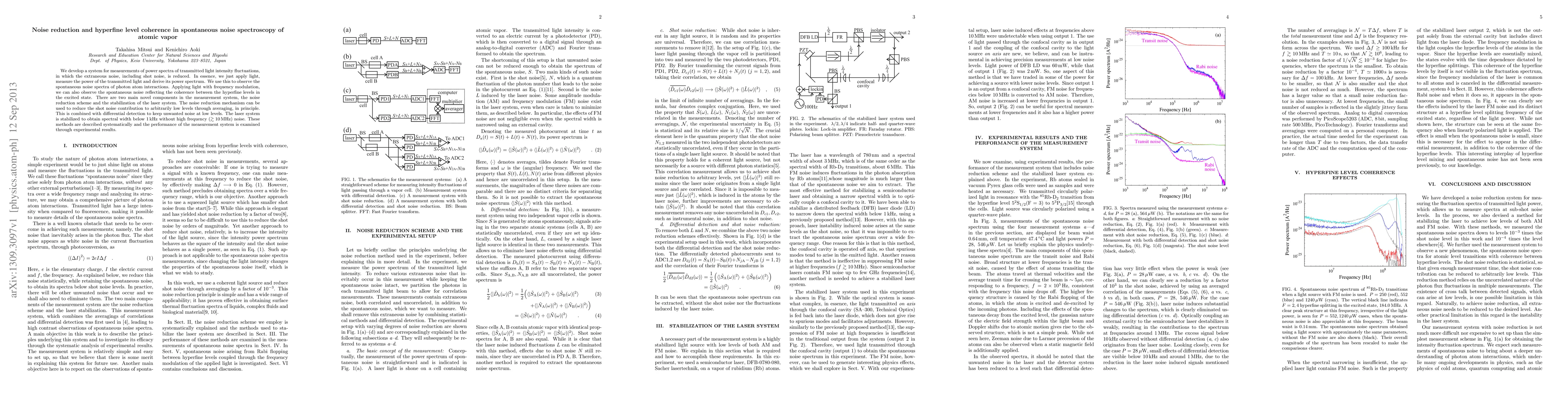 Thumbnail for Noise reduction and hyperfine level coherence in spontaneous noise
  spectroscopy of atomic vapor