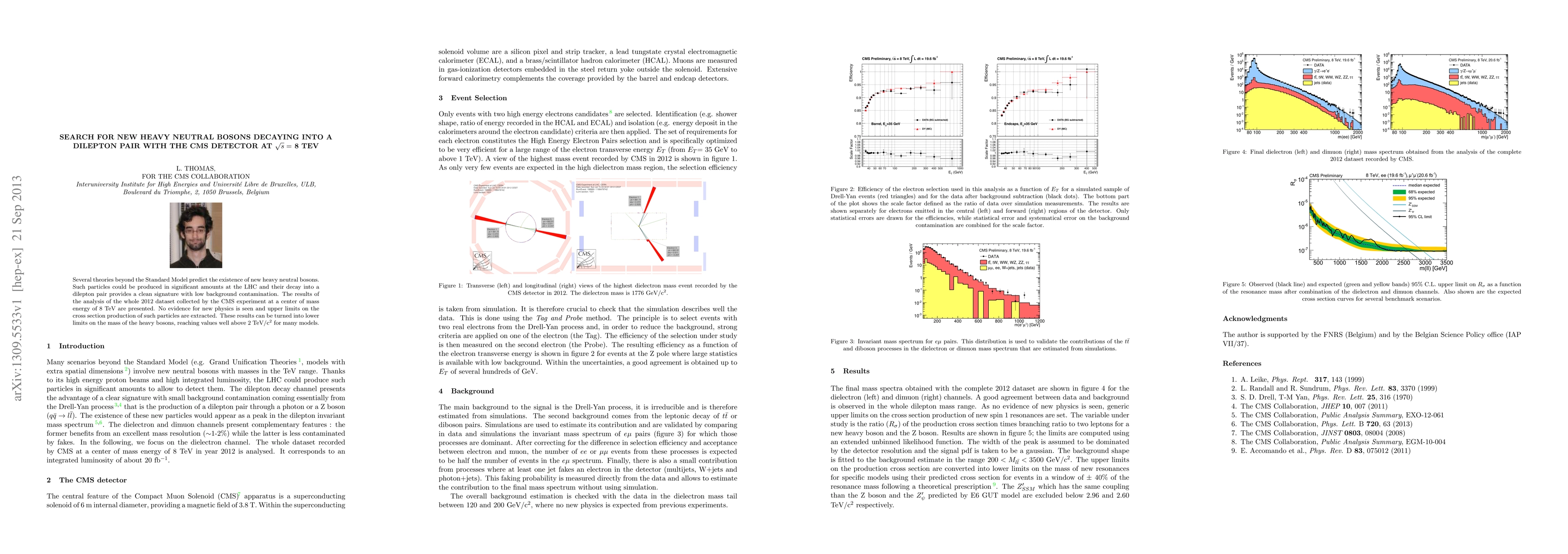 Thumbnail for Search for new heavy neutral bosons decaying into a dilepton pair with
  the CMS detector at sqrt(s) = 8 TeV