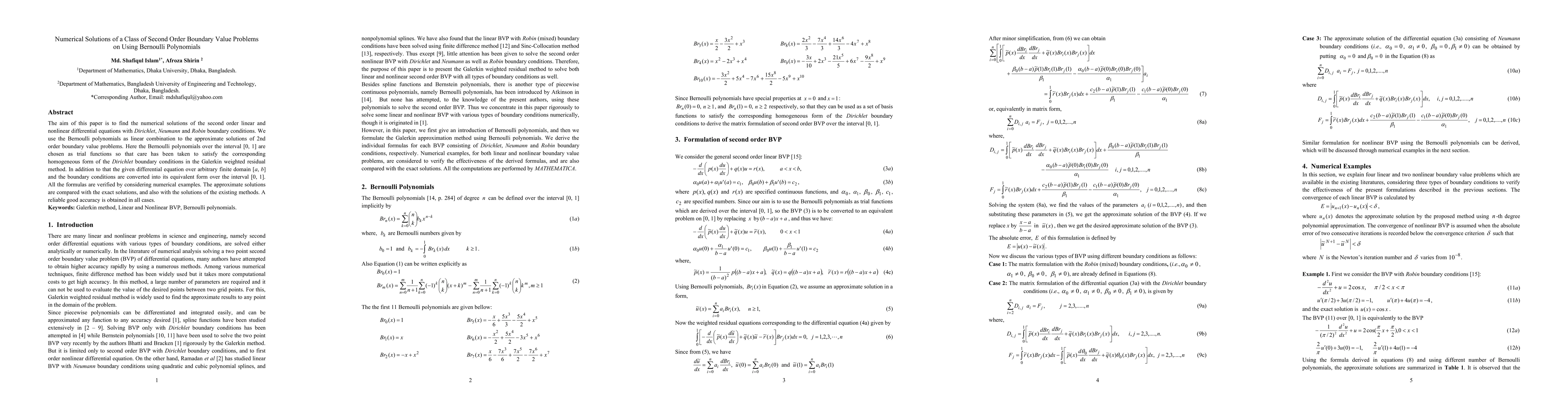 Thumbnail for Numerical solutions of a class of second order boundary value problems
  on using Bernoulli Polynomials