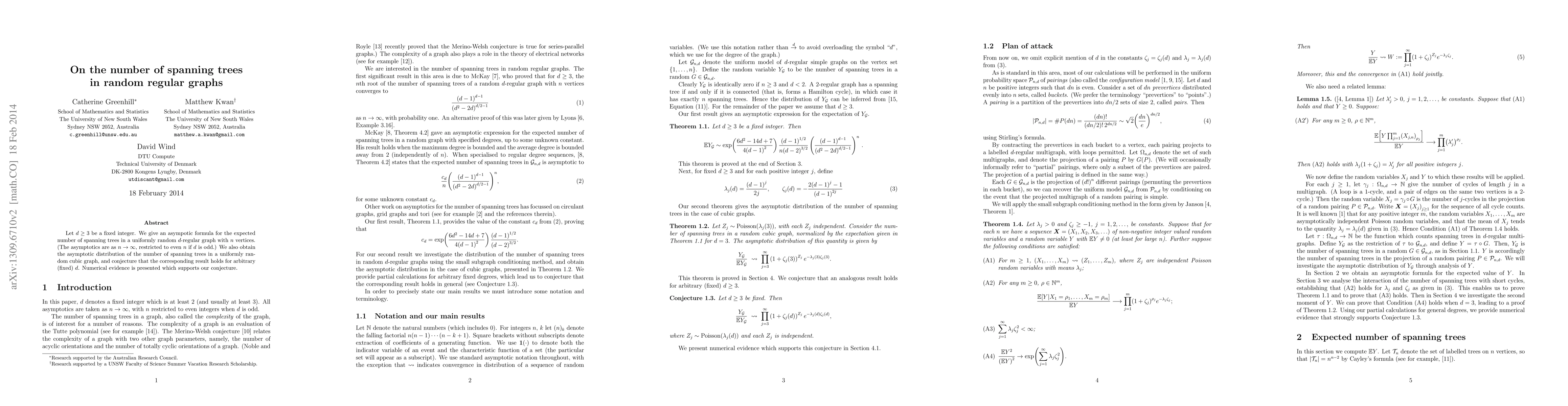 Thumbnail for On the number of spanning trees in random regular graphs