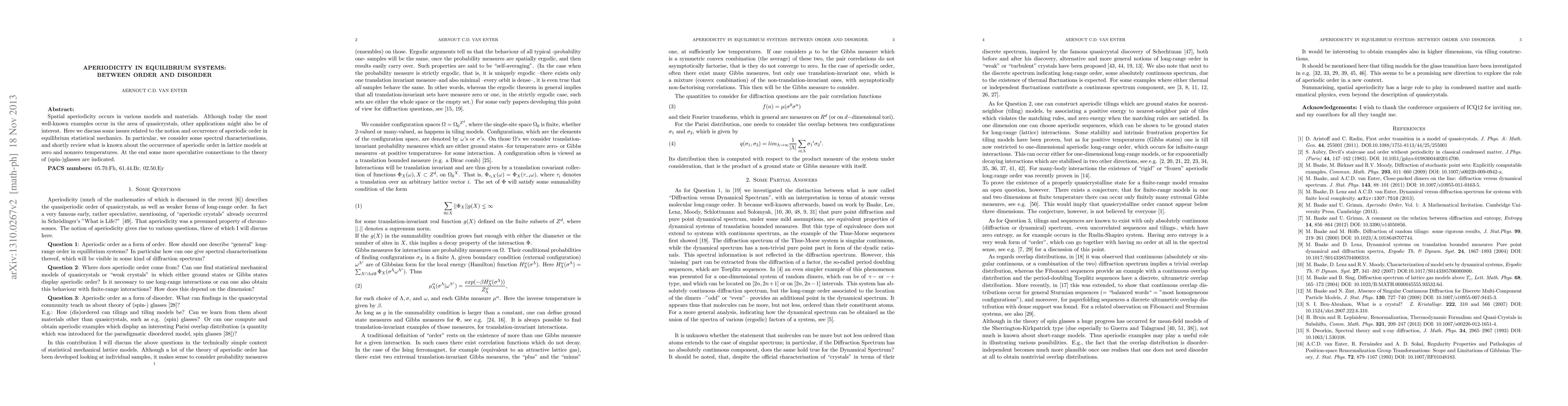 Thumbnail for Aperiodicity in equilibrium systems: Between order and disorder
