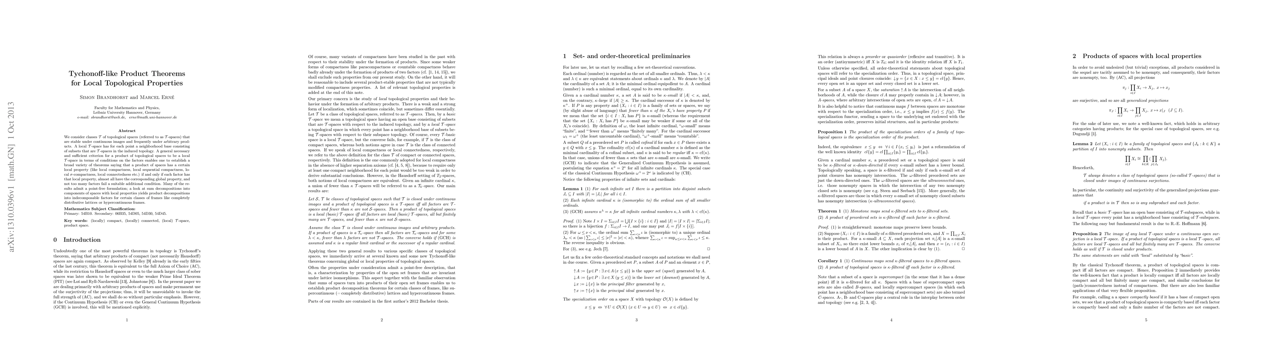 Thumbnail for Tychonoff-like Product Theorems for Local Topological Properties