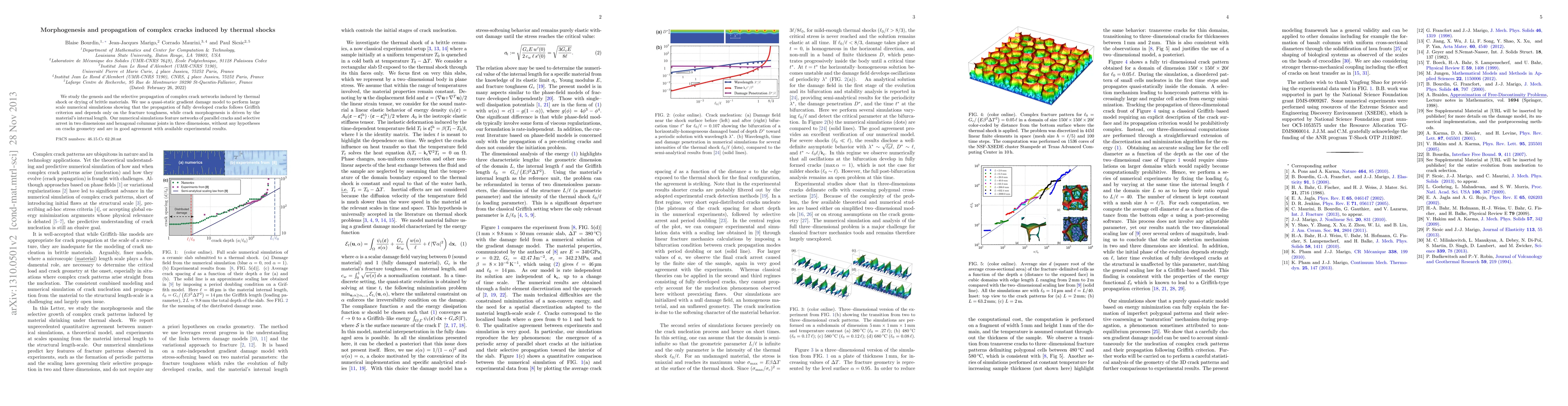 Thumbnail for Morphogenesis and propagation of complex cracks induced by thermal
  shocks