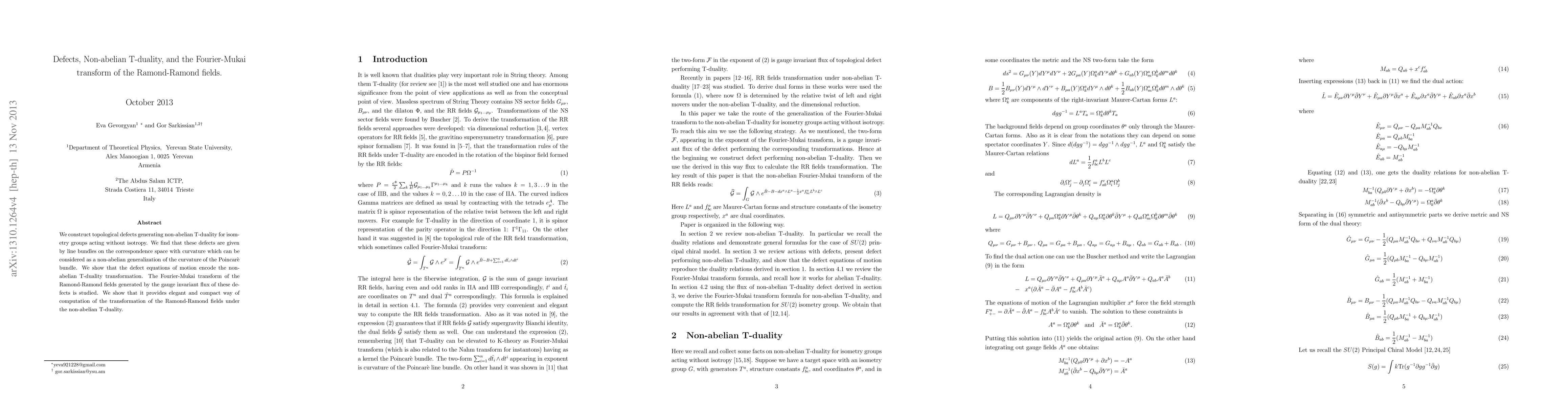 Thumbnail for Defects, Non-abelian T-duality, and the Fourier-Mukai transform of the
  Ramond-Ramond fields