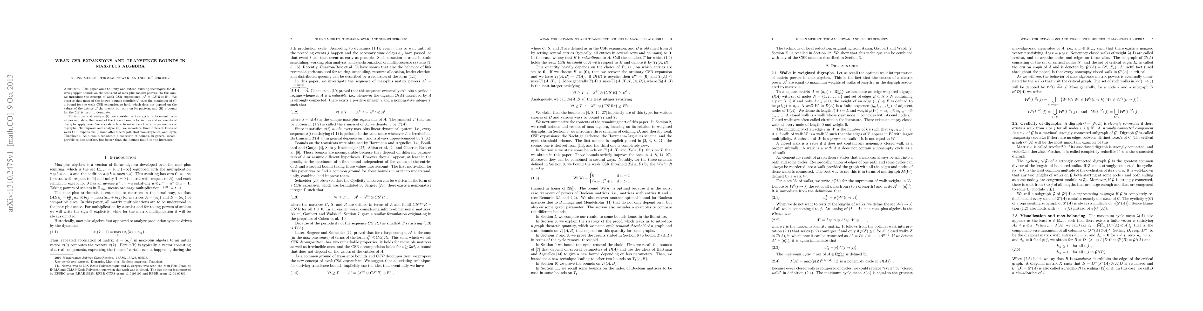 Thumbnail for Weak CSR expansions and transience bounds in max-plus algebra