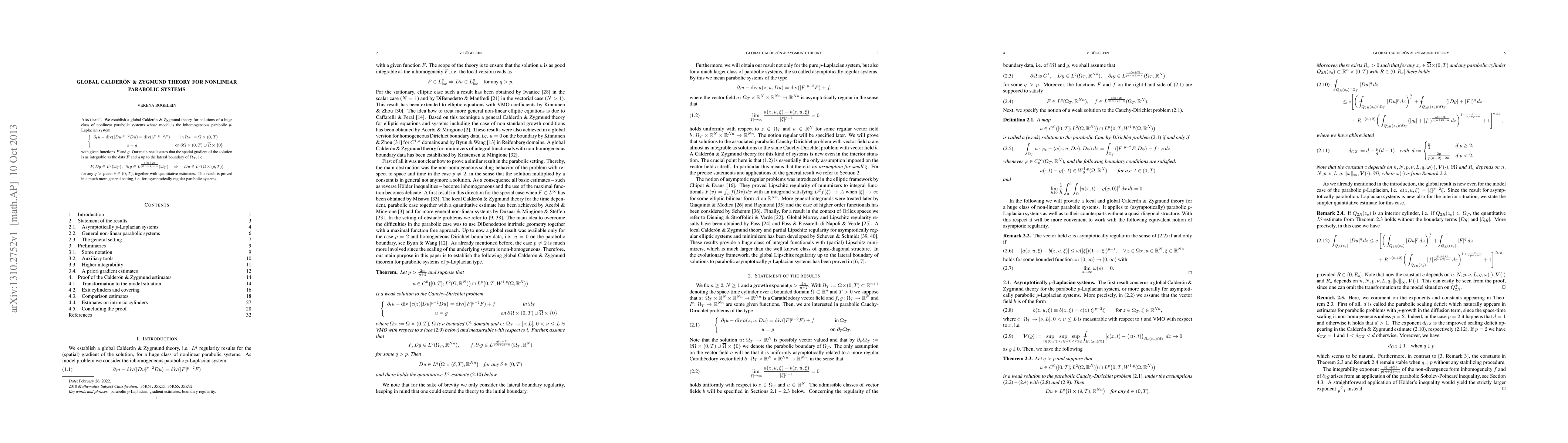 Thumbnail for Global Calder\`on & Zygmund theory for nonlinear parabolic systems
