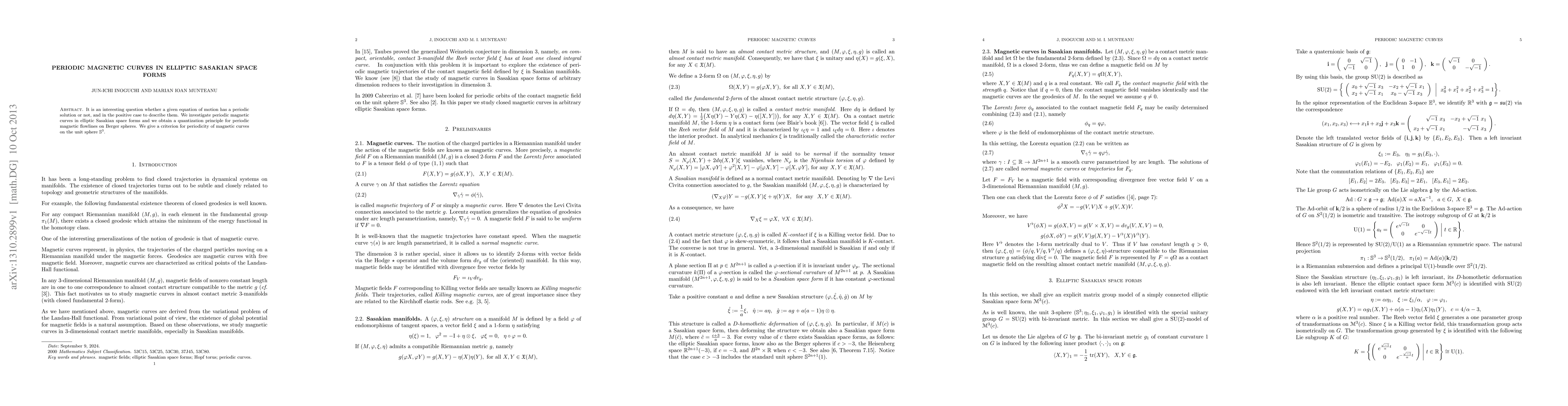 Thumbnail for Periodic magnetic curves in elliptic Sasakian space forms