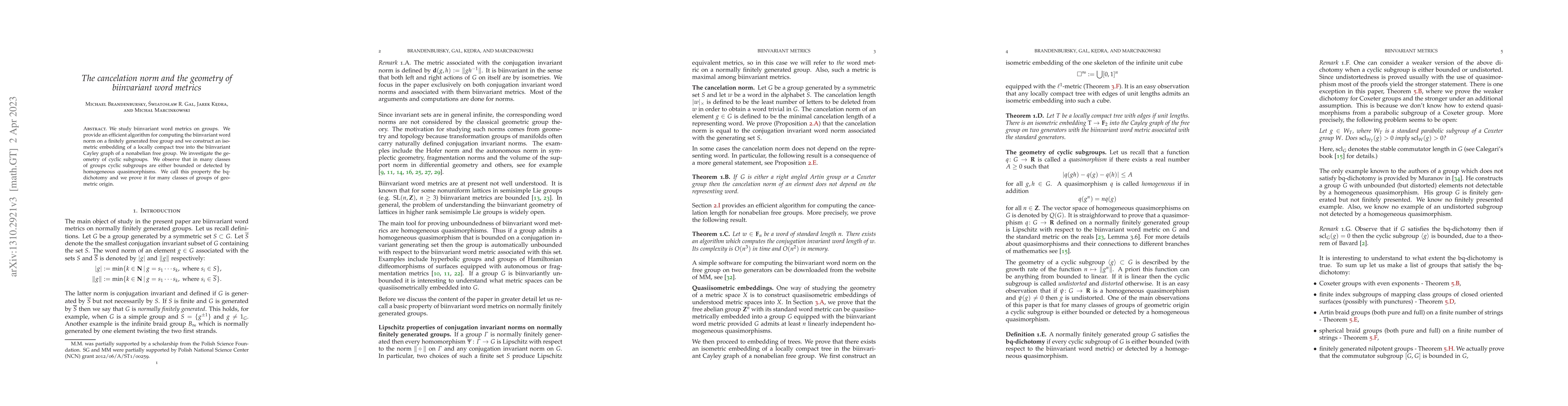 Thumbnail for Cancelation norm and the geometry of biinvariant word metrics
