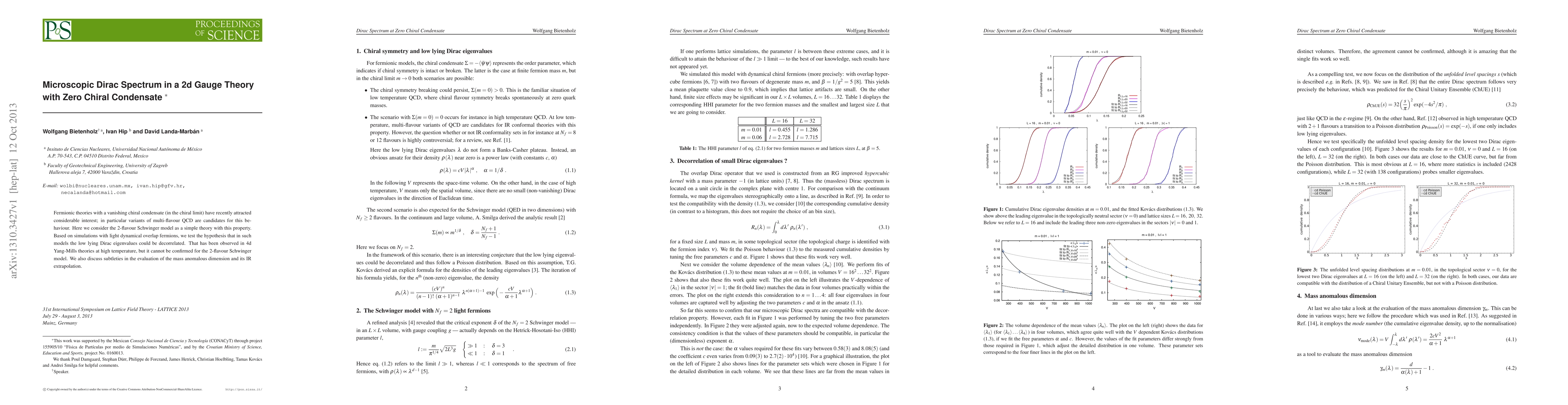 Thumbnail for Microscopic Dirac Spectrum in a 2d Gauge Theory with Zero Chiral
  Condensate