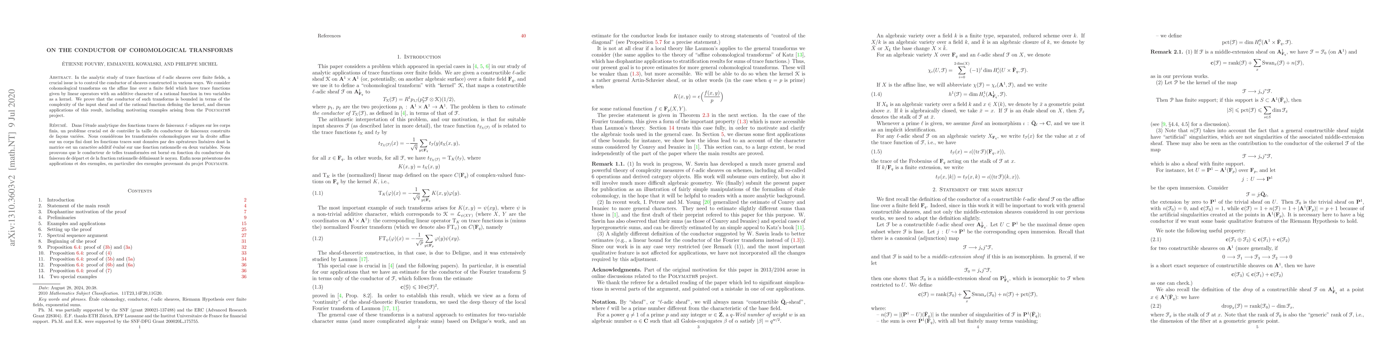 Thumbnail for On the conductor of cohomological transforms