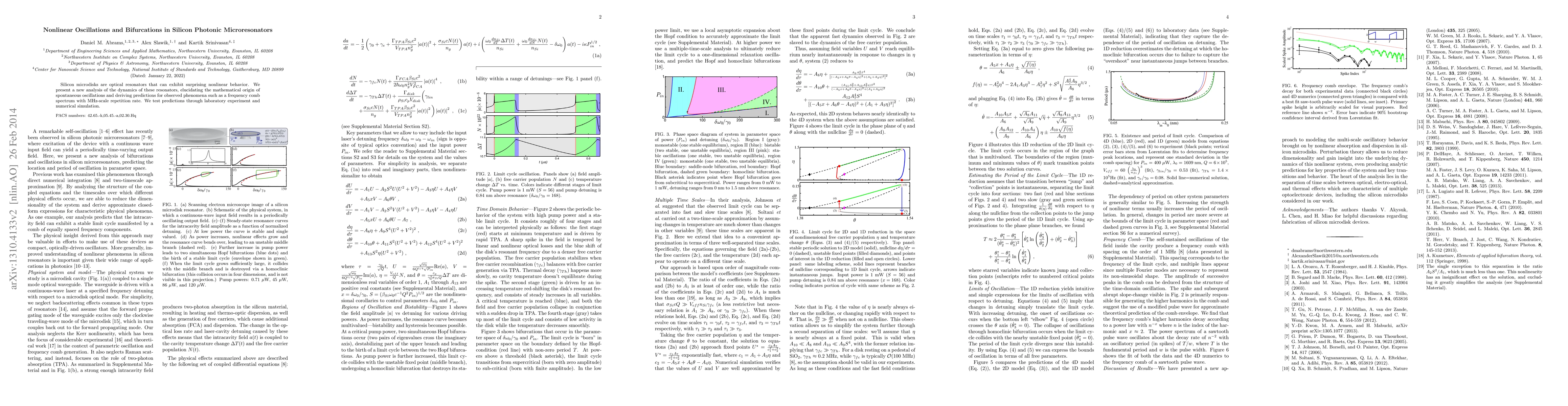 Thumbnail for Nonlinear Oscillations and Bifurcations in Silicon Photonic
  Microresonators