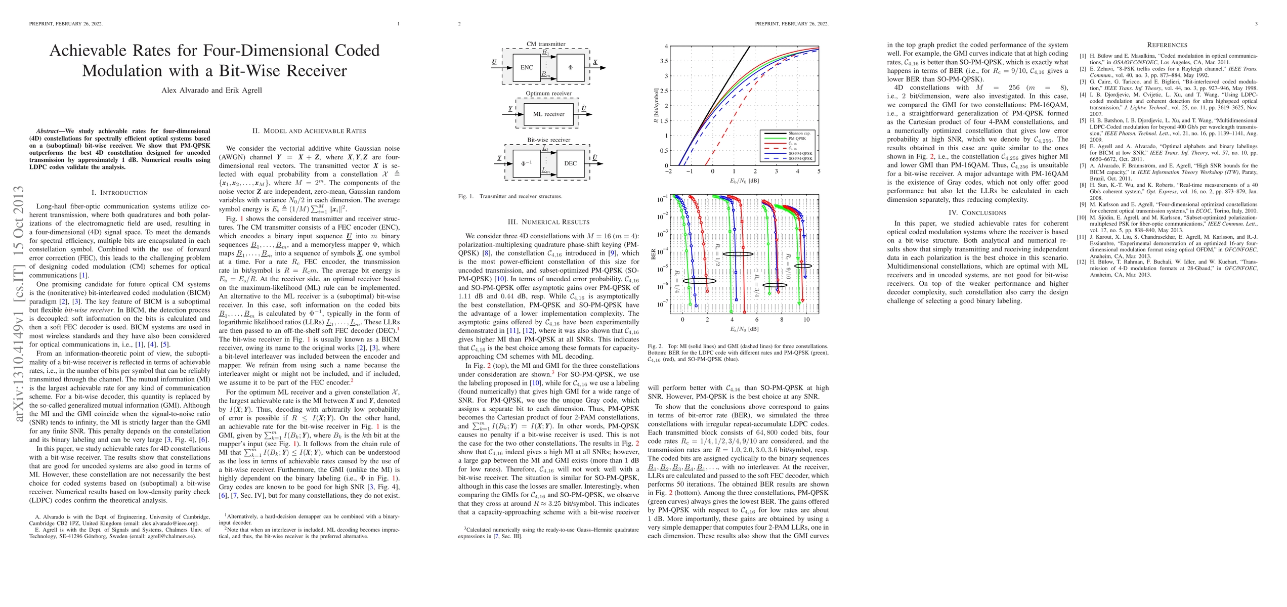 Thumbnail for Achievable Rates for Four-Dimensional Coded Modulation with a Bit-Wise
  Receiver