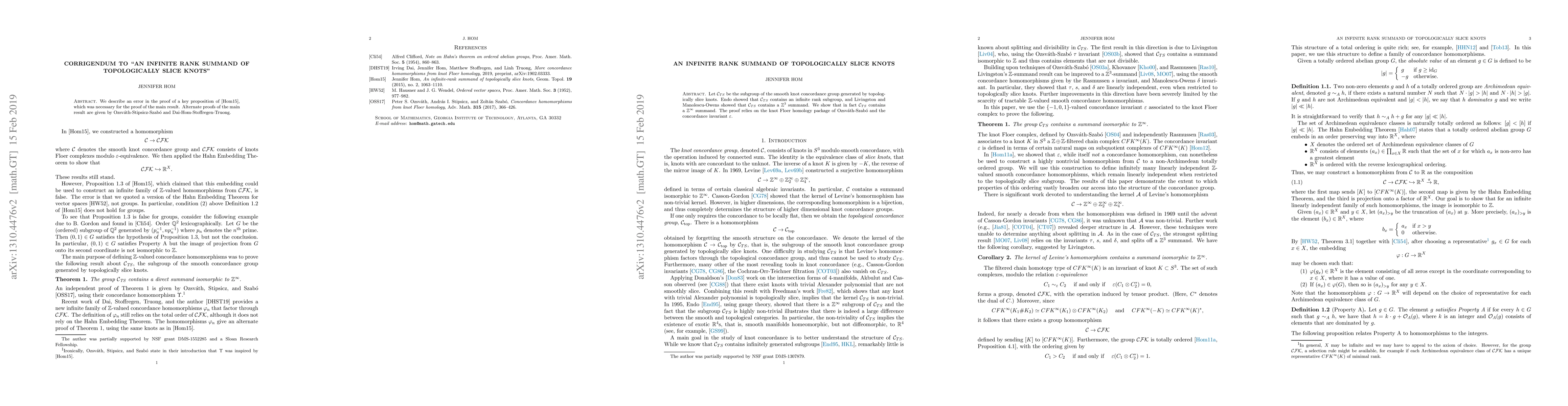 Thumbnail for An infinite rank summand of topologically slice knots