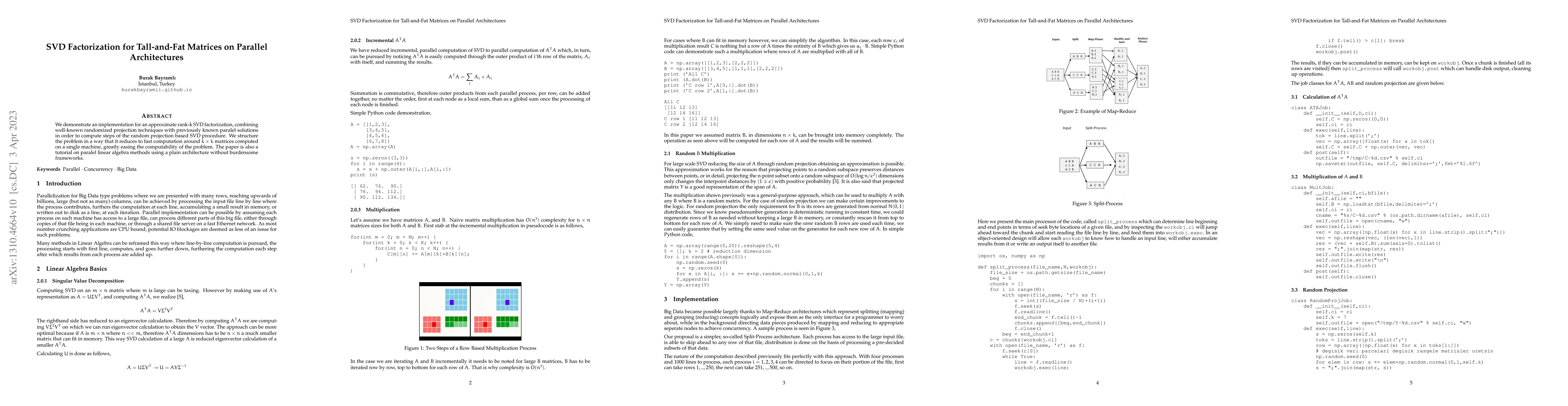 Thumbnail for SVD Factorization for Tall-and-Fat Matrices on Parallel Architectures