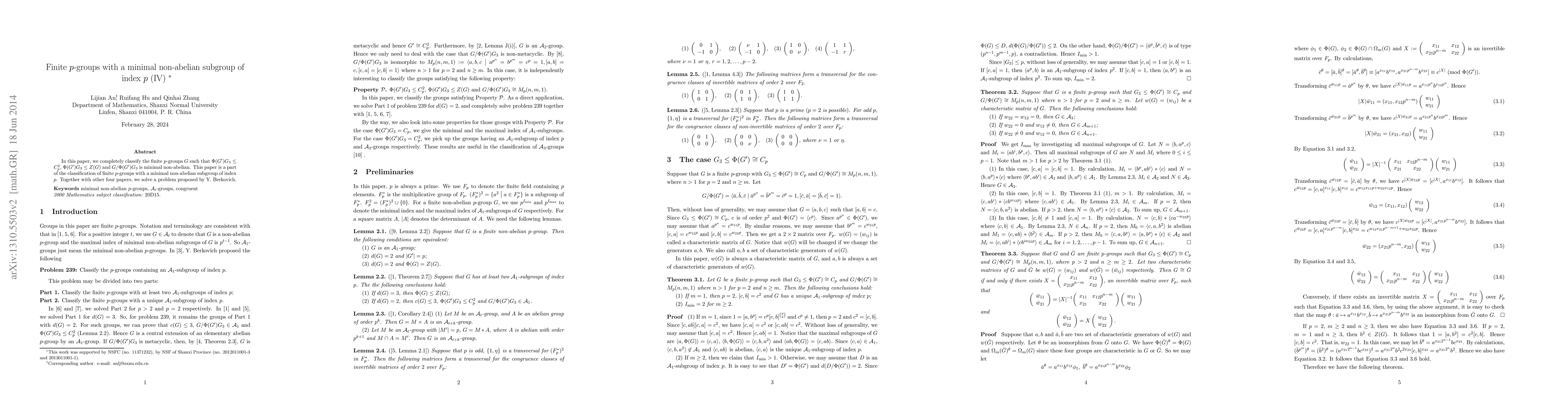 Thumbnail for Finite $p$-groups with a minimal non-abelian subgroup of index $p$ (IV)