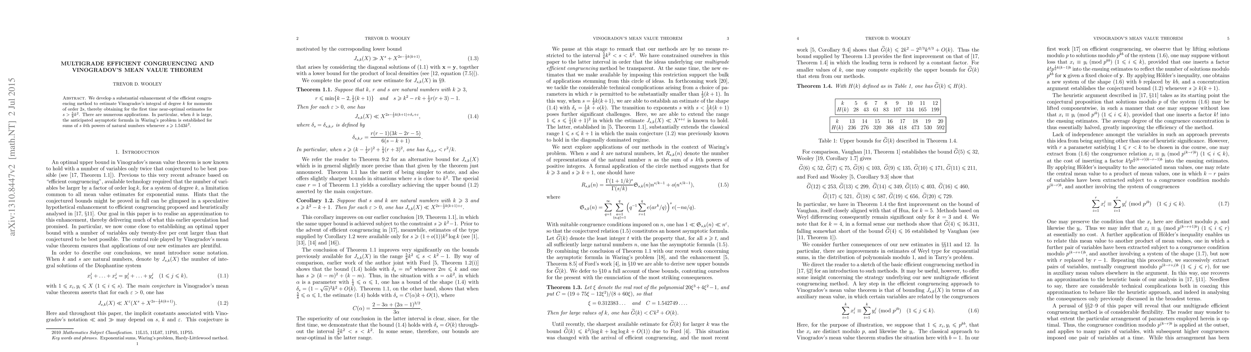 Thumbnail for Multigrade efficient congruencing and Vinogradov's mean value theorem