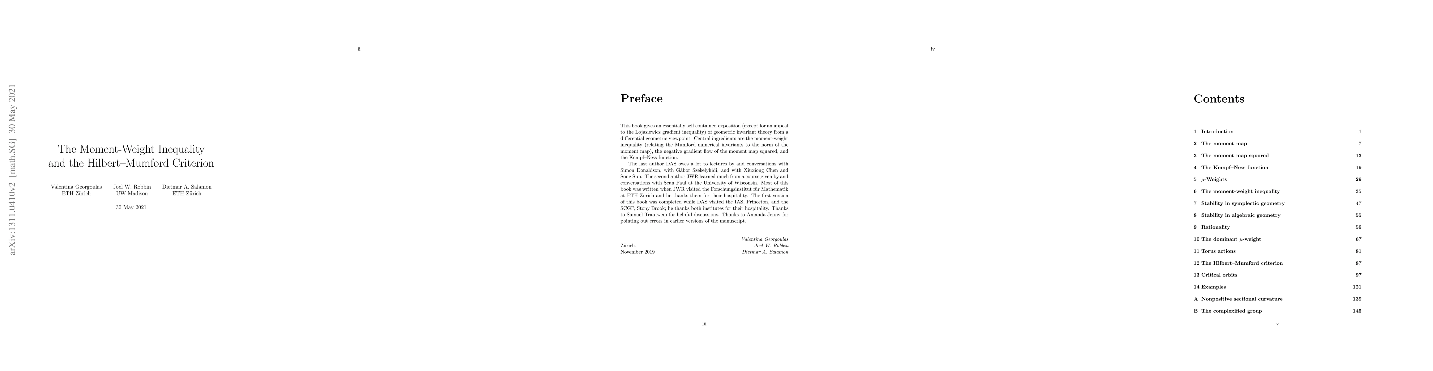 Thumbnail for The moment-weight inequality and the Hilbert-Mumford criterion