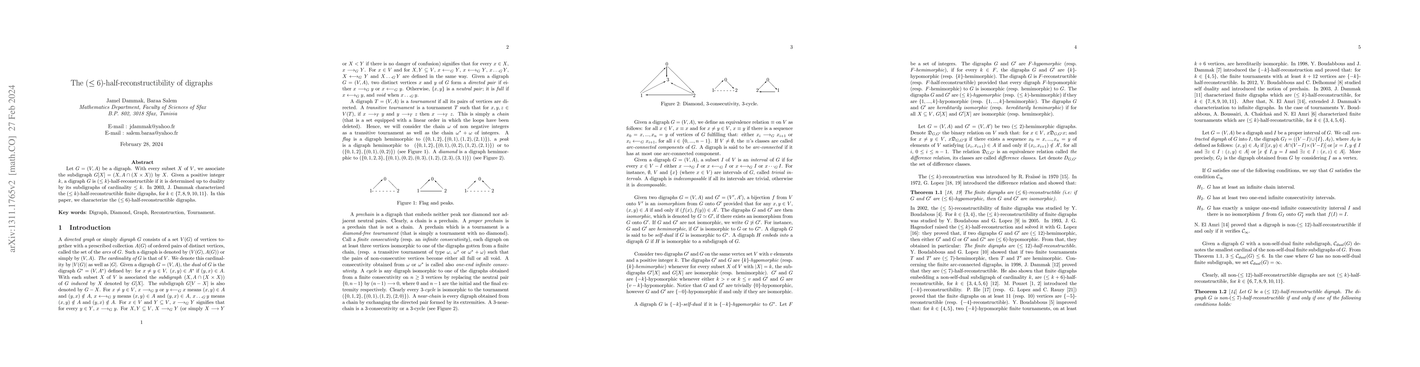 Thumbnail for The $(\leq 6)$-half-reconstructibility of digraphs
