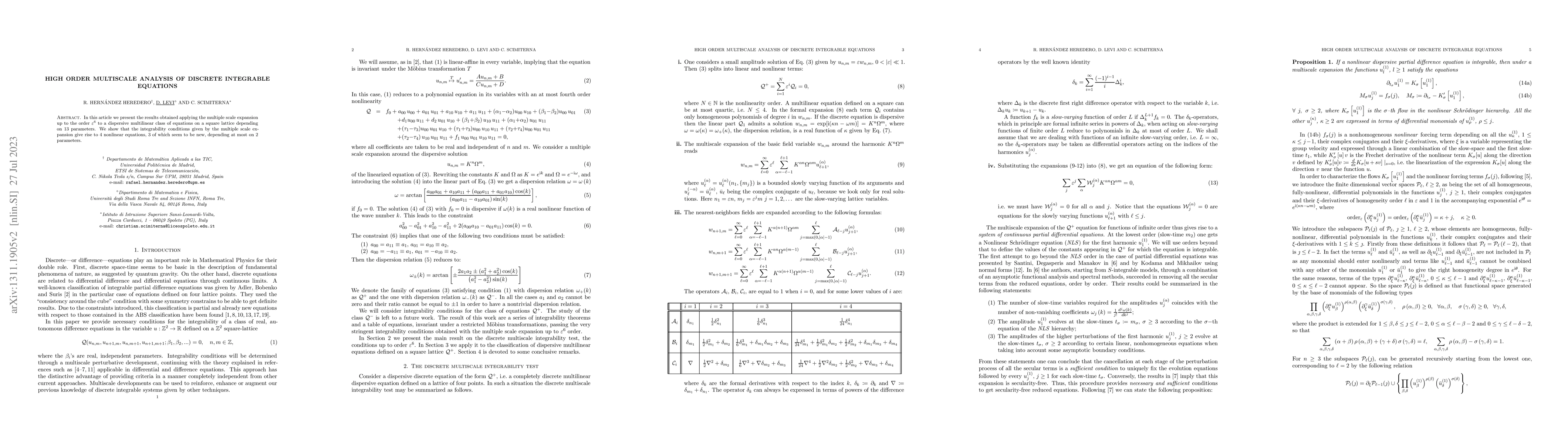 Thumbnail for High order multiscale analysis of discrete integrable equations