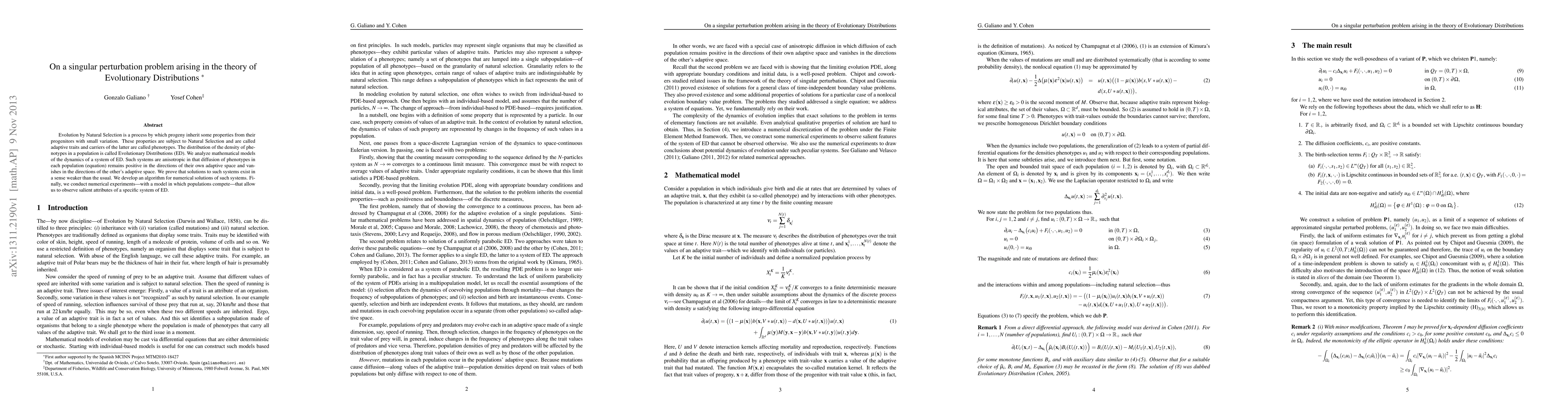Thumbnail for On a singular perturbation problem arising in the theory of Evolutionary
  Distributions